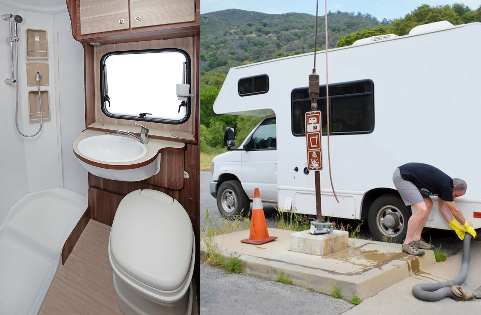 Portable RV/camper toilet and holding tank setup in Summerville, South Carolina