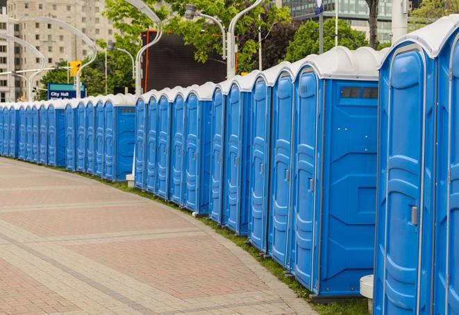 Seasonal porta potty units set up at a Summerville, South Carolina venue